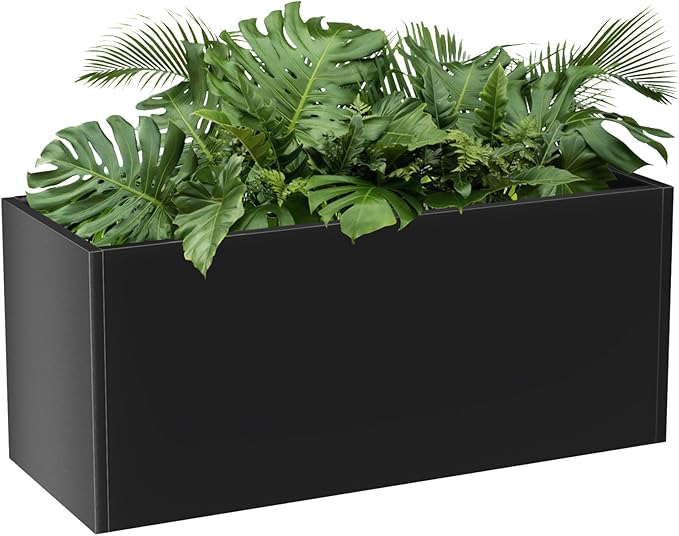 Metal Large Planter Box 15" W x 38" L x 16.25" H, Heavy Duty Tall Rectangle by Baotree