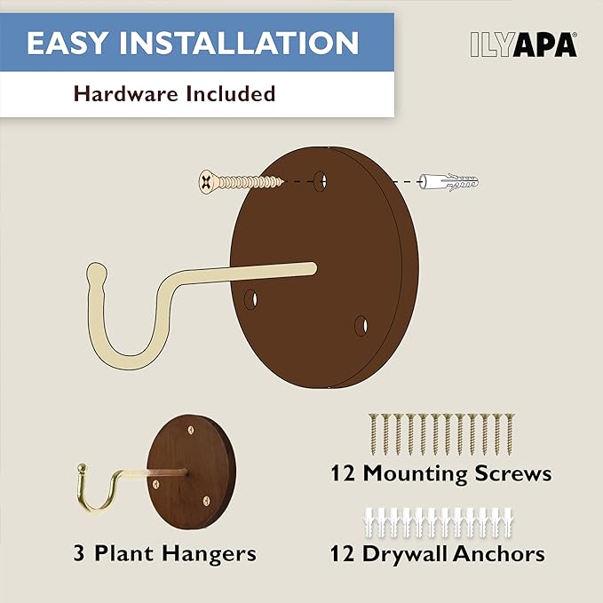 Ilyapa 3 Pack Metal Wall Plant Hangers - Image 4