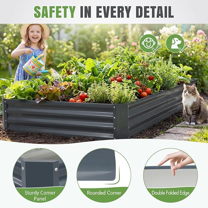 INNO STAGE 2 Pcs 8×4×1ft Galvanized Raised Garden Bed Kit, Galvanized Planter - Image 5