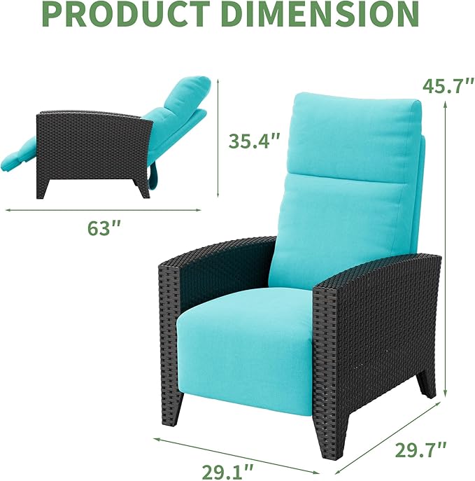 IDEALHOUSE Wicker Outdoor Recliner Reclining Patio Chairs - Image 2