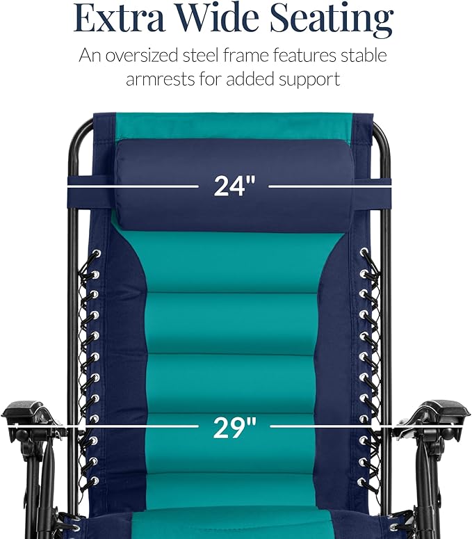 Best Choice Products Oversized Padded Zero Gravity Chair, Folding Outdoor Patio - Image 4