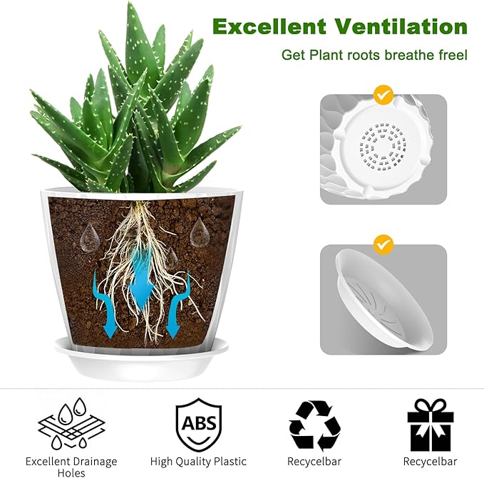 6 Pack 7 Inch Indoor Plant Pots - Image 4