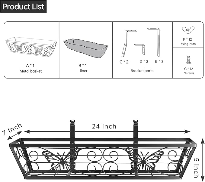 4 Pack 24 Inch Window Boxes Planters Railing Planter Box - Image 4
