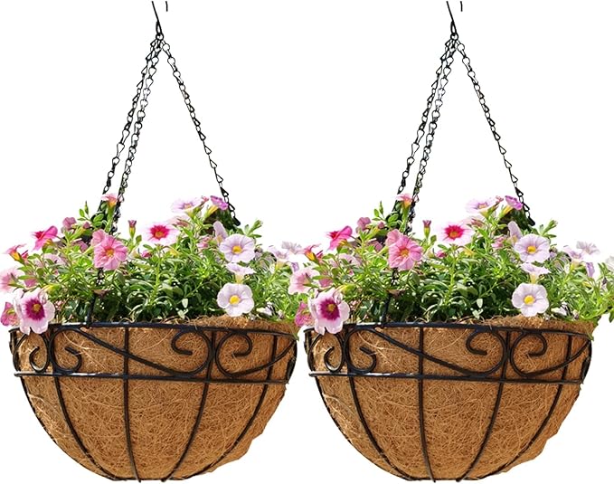 Outdoor Metal Hanging Planters Basket Hanging Baskets by EIMQUVW