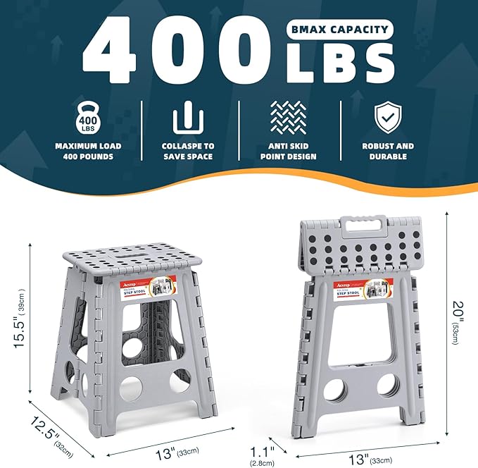 ACSTEP Folding Step Stool 16 Inch Heavy Duty Step Stool Foldable - Image 5