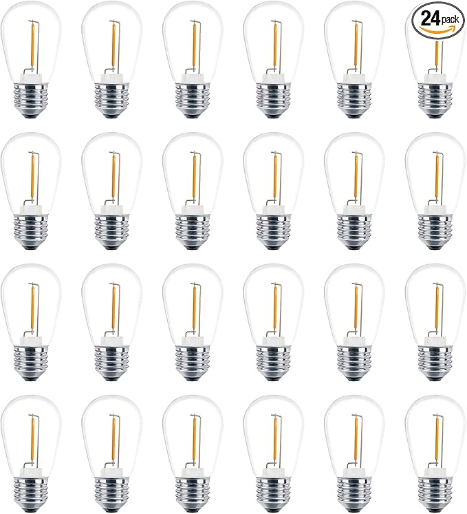 Meconard 24 Pack LED S14 Replacement Light Bulbs, Shatterproof Outdoor 1 Watt by Meconard