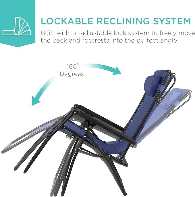 Best Choice Products 30” Wide Folding Zero Gravity Outdoor Recliner Patio - Image 6