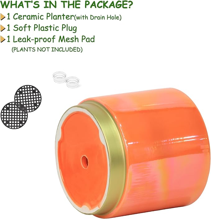 Gepege Peach Indoor Plant Pots for Plants, Large Ceramic Planter - Image 2