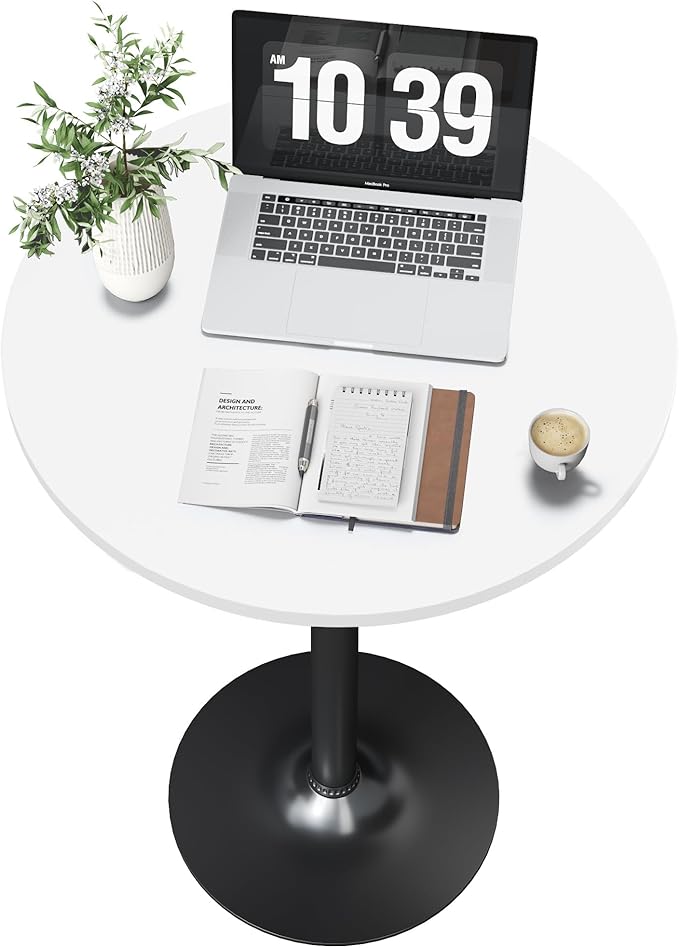 Flamaker Round Bistro Pub Table Modern Style Metal Base MDF Top Cocktail Bar - Image 5