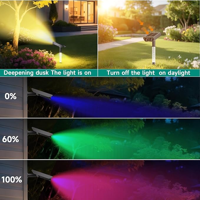 RGB Solar Spot Lights : 2 IN 1 Solar Lights Outdoor - Image 8