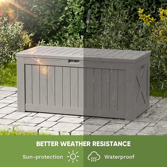 Patiowell 120 Gallon Large Deck Box, Outdoor Lockable Storage Box - Image 7