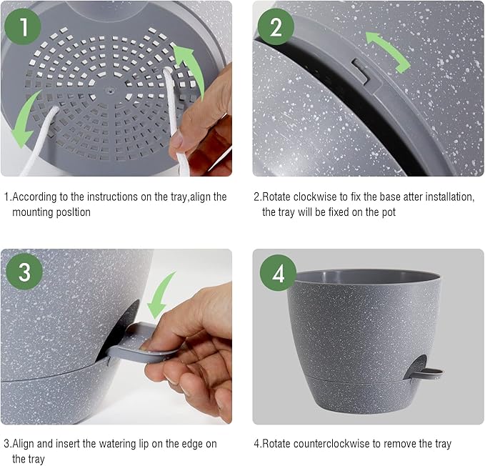 12 inch Large Self Watering Pots, Plastic Planters - Image 4