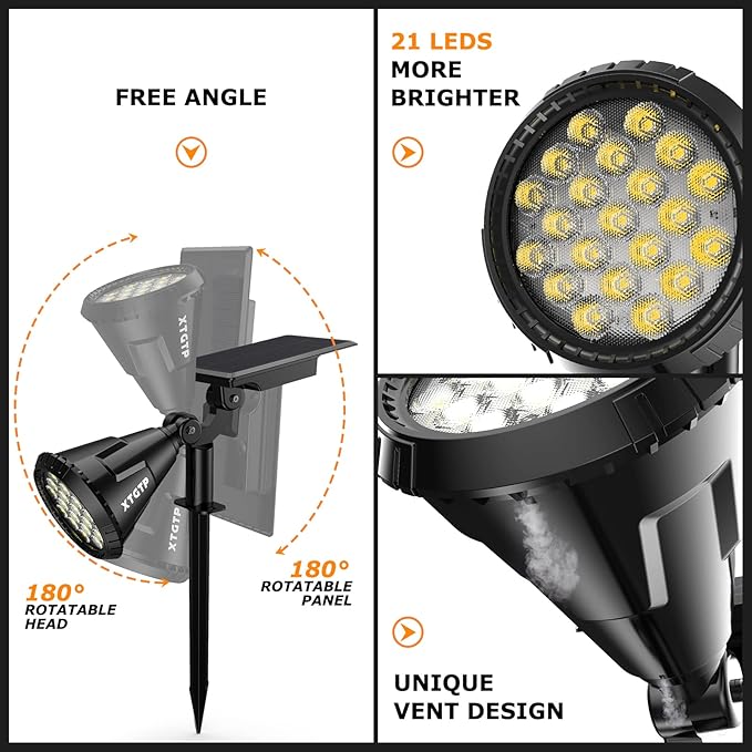 Solar Spot Lights Outdoor, 21 LEDs Solar Landscape Lights Auto On/Off - Image 7