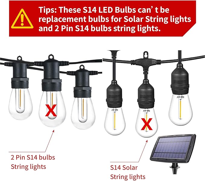 Meconard 30 Pack S14 Edison String Light Bulbs, 1 Watt Replacement Bulbs - Image 2