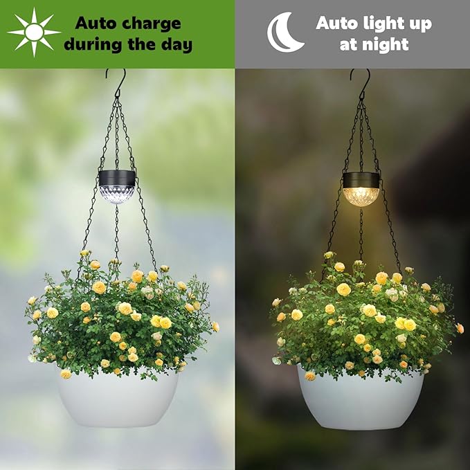BAYN 2 Packs Solar Hanging Basket Planters - Image 5