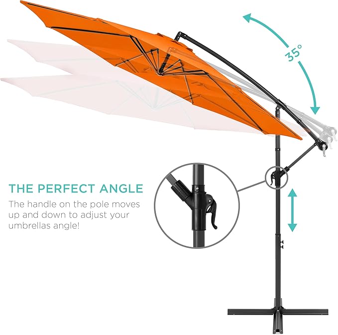 Best Choice Products 10ft Offset Cantilever Hanging Market Patio Umbrella - Image 4