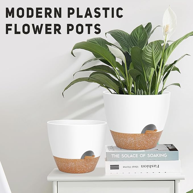 12" 10" 9" Large Self Watering Plant Pots, 3 Pack Flower Pots Planters - Image 3