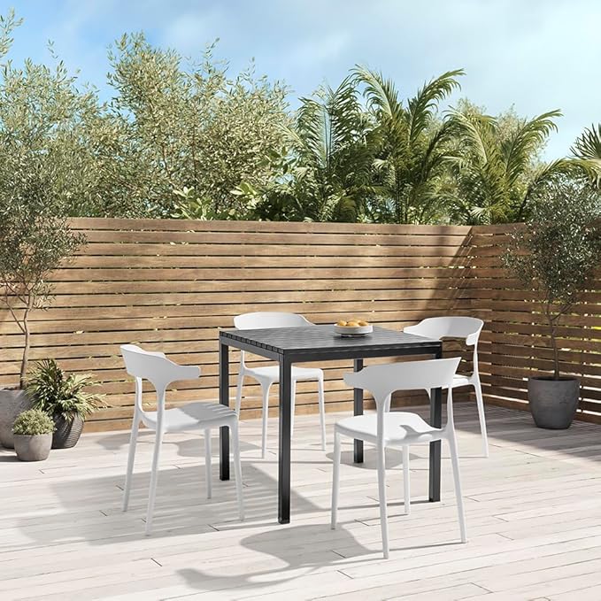 Modern Stackable Dining Chair Set, No Assembly, Plastic Chair, Patio Chair - Image 7