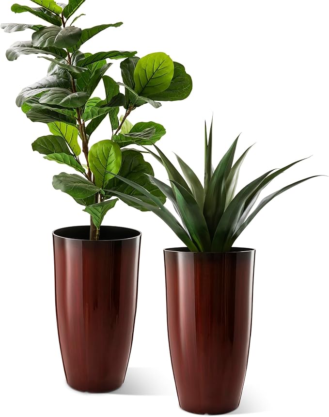 Glitzhome 23.5" H Oversized Tall Planter, Gradient Red Faux Ceramic Finish - Image 9