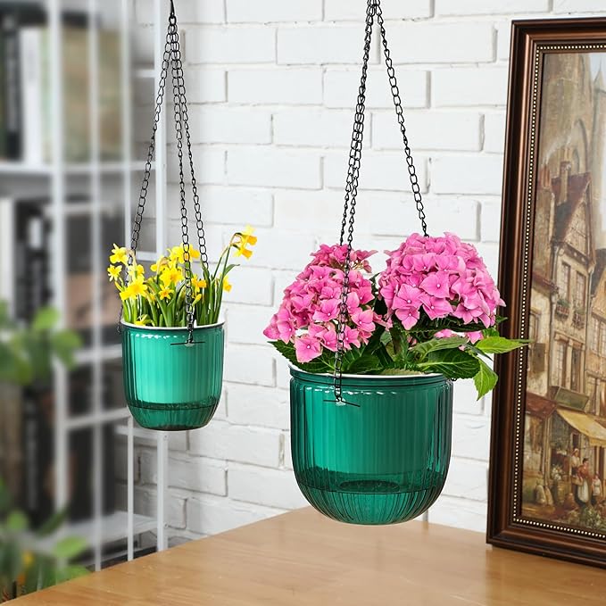 Maxcheck 4 Pcs Self Watering Hanging Planters Indoor Gift 6.5'' 4.5'' Hanging - Image 4