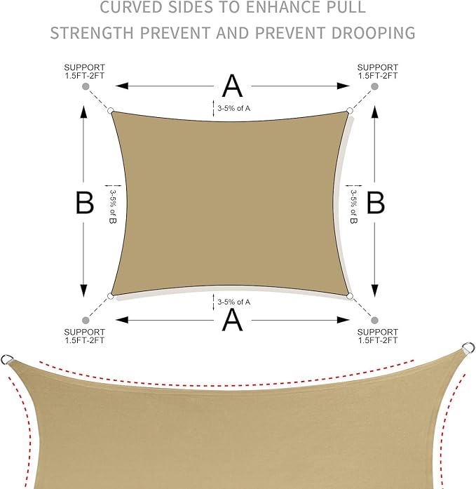 LOVE STORY Sun Shade Sail 12' x 16' Rectangle Sail Shade - Image 7