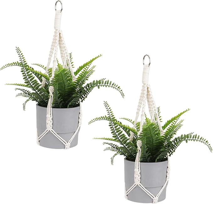 Macrame Plant Hanger, 2 Pack Boho Hanging Planters Baskets by Sliverdew
