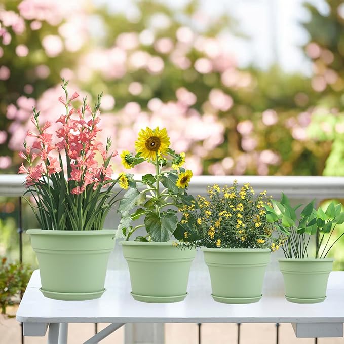 16 inch Plastic-Flower-Pot-for-Indoor-Plants, 4 Pack Large Outdoor Planter Pot - Image 5