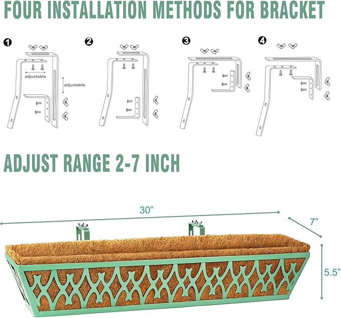 6 Pack 30 Inch Window Boxes Planters Railing Planter Box - Image 5