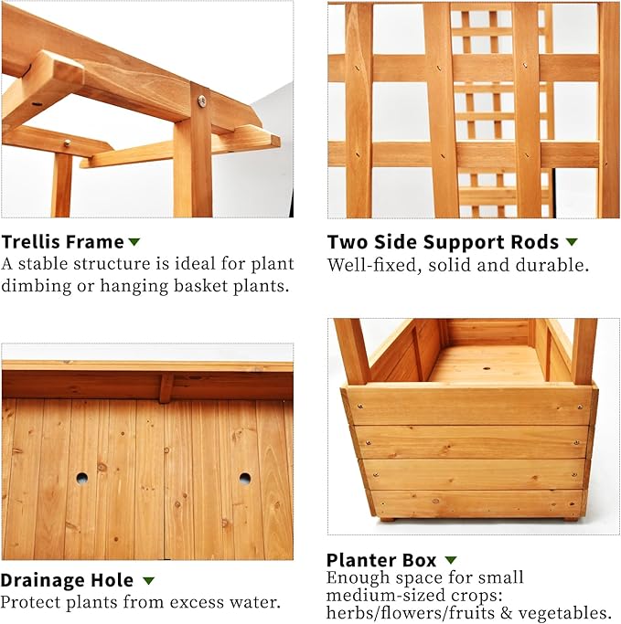 Raised Garden Bed Wooden Patio Planter - Image 4