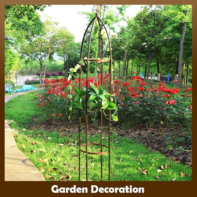 100% Metal Obelisk Garden Trellis 6.3 Feet Tall Sturdy Plant Support - Image 3