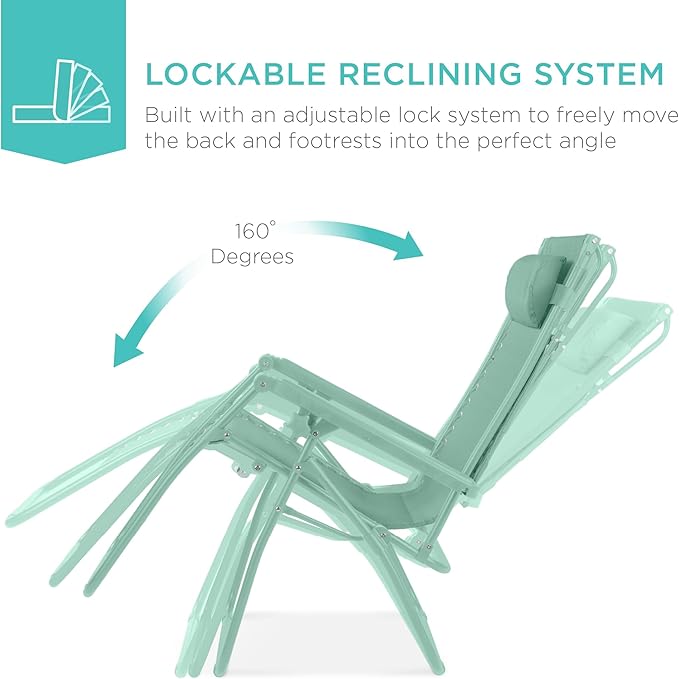 Best Choice Products Folding Zero Gravity Outdoor Recliner Patio Lounge Chair - Image 3