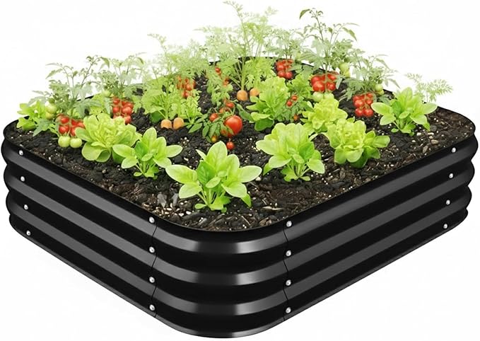 Galvanized Raised Garden Bed for Gardening, Modular Above Ground Growing by Unknown