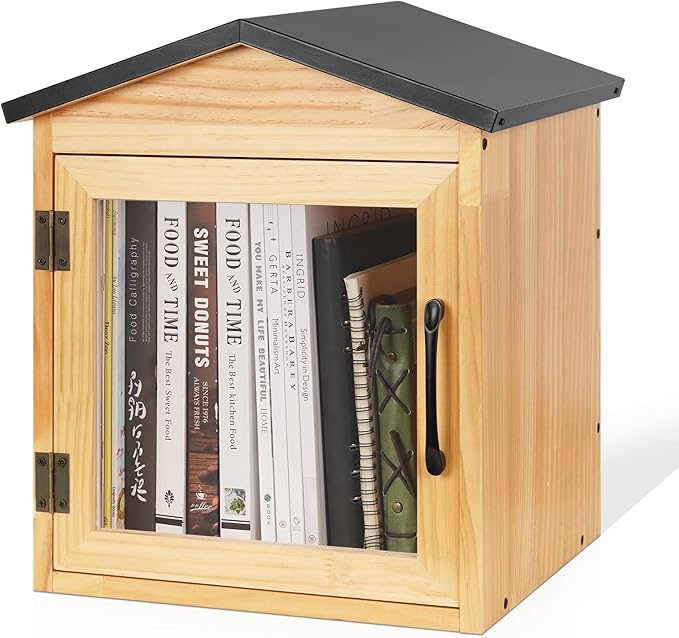 Outdoor Library Outdoor Book Box Storage Small Wooden Cabinet Little Literature by Exttlliy
