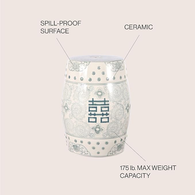 JONATHAN Y TBL1013C Double Happiness 18" Chinoiserie Ceramic Drum - Image 5