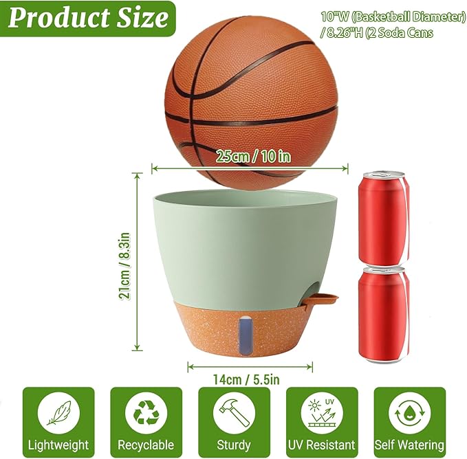 2 Pack 10 inch Plant Pots, Plastic Self Watering Planters - Image 6