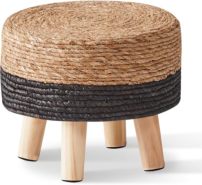 Cpintltr Ottoman Natural Seagrass Footrest Poufs Hand Weave Round Foot Stool by CpintltrFruniture