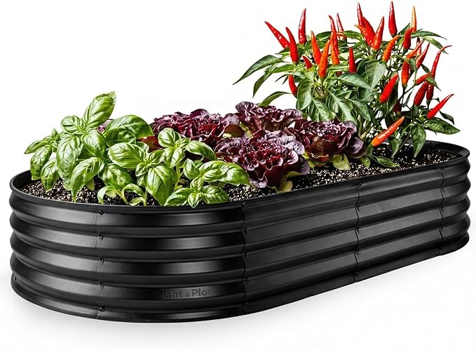 Plant & Plot Galvanized Raised Garden Beds Outdoor // 6×3×1 ft Planter Raised by PlantPlot