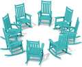 SERWALL HDPE Outdoor Rocking Chair Set of 8, Patio Rocking Chairs by SERWALL
