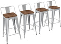 Yongchuang 26" Metal Barstools Set of 4 Low Back Bar Stool Counter Height Bar by YongchuangInternational