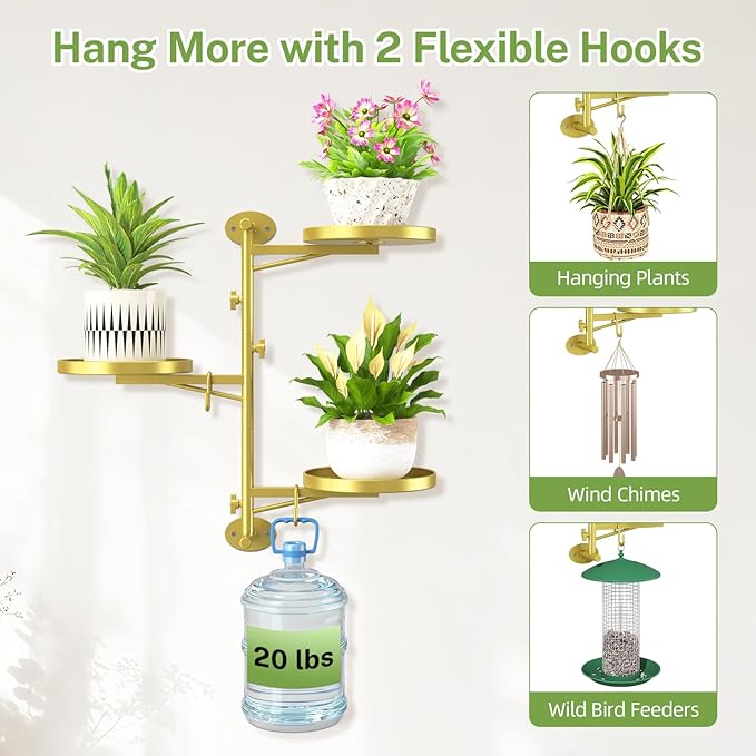 iDavosic.ly Rotating Window Plant Shelves, 3-Tier Metal Wall Stand - Image 4