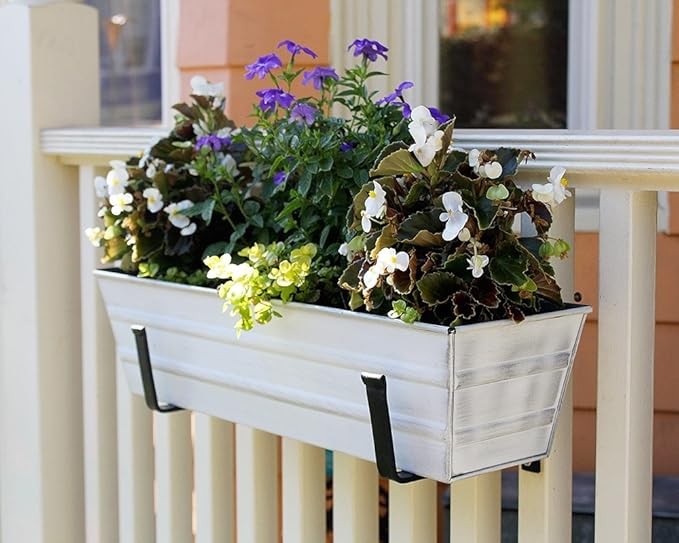 Achla Designs Galvanized Window Flower Box Planter-Cape Cod White-Small - Image 6