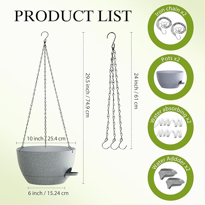 10 Inch Hanging Baskets 2 PC - Image 2