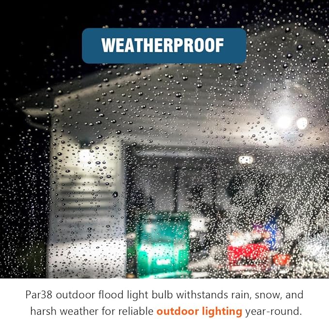 PAR38 LED Flood Light Bulbs Outdoor, Warm White 3000K, Dimmable Weatherproof - Image 5