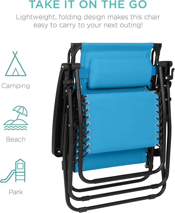 Best Choice Products 30” Wide Folding Zero Gravity Outdoor Recliner Patio - Image 9