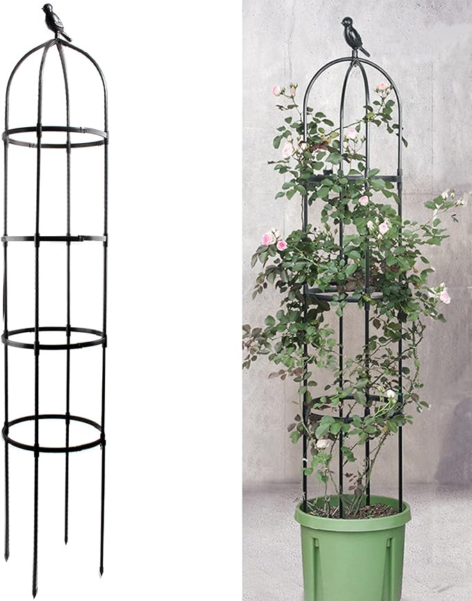 6ft Garden Obelisk Trellis for Climbing Plants-Rustproof Metal Pipe by Anothera