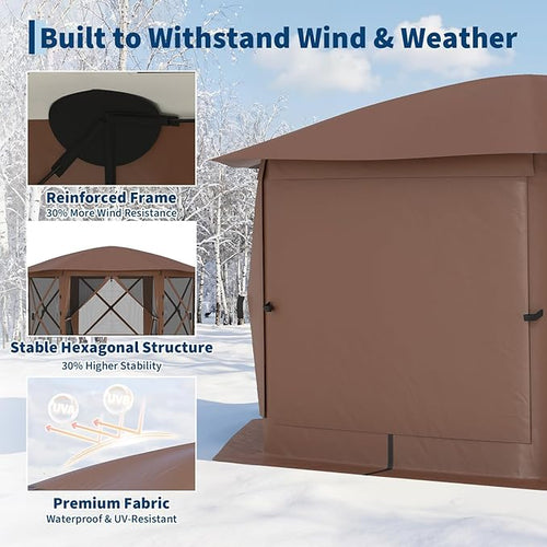 11.5x11.5FT 6-Sided Pop Up Gazebo Tent，One-Push Setup Canopy Tent - Image 2