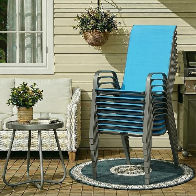MAMIZO Patio Dining Chairs, Stackable All Weather Teslin Chair, Heavy Duty - Image 7