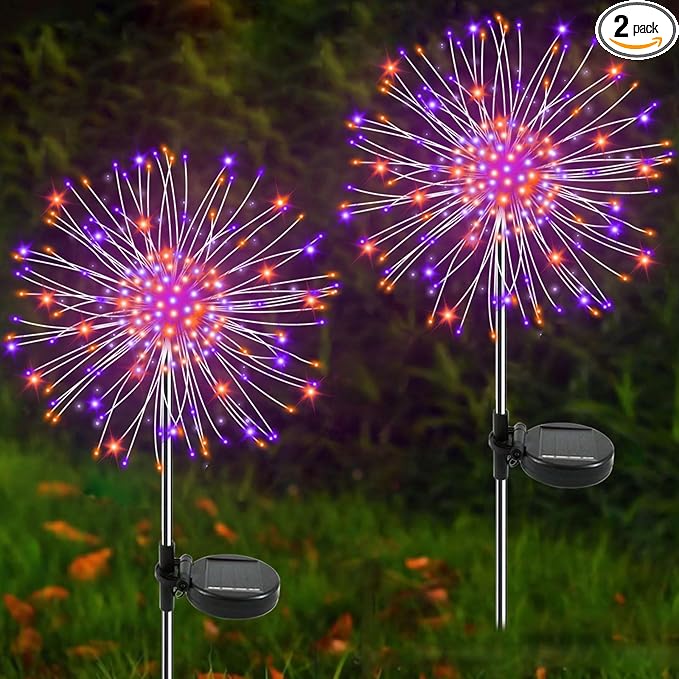 Solar Garden Lights Outdoor, 2 Pack 120 LED Twinkling Firework Lights Decorative by Yaafen