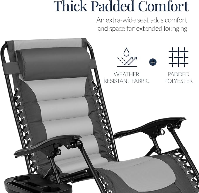 Best Choice Products Oversized Padded Zero Gravity Chair, Folding Outdoor Patio - Image 5