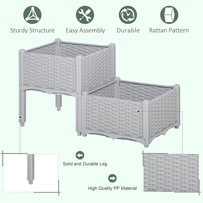 Outsunny 2 Piece Raised Garden Bed - Image 3